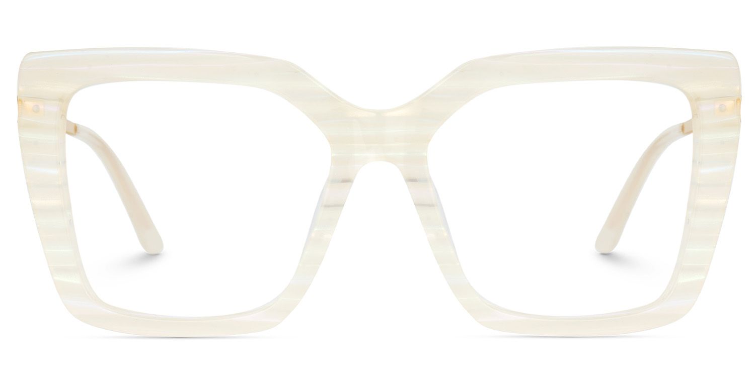 Flora Cream Frame Glasses with Square Style Online0