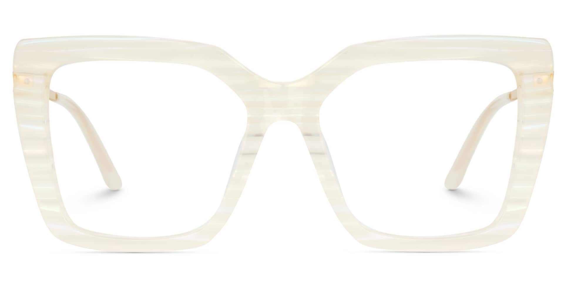 Flora Cream Frame Glasses with Square Style Online0