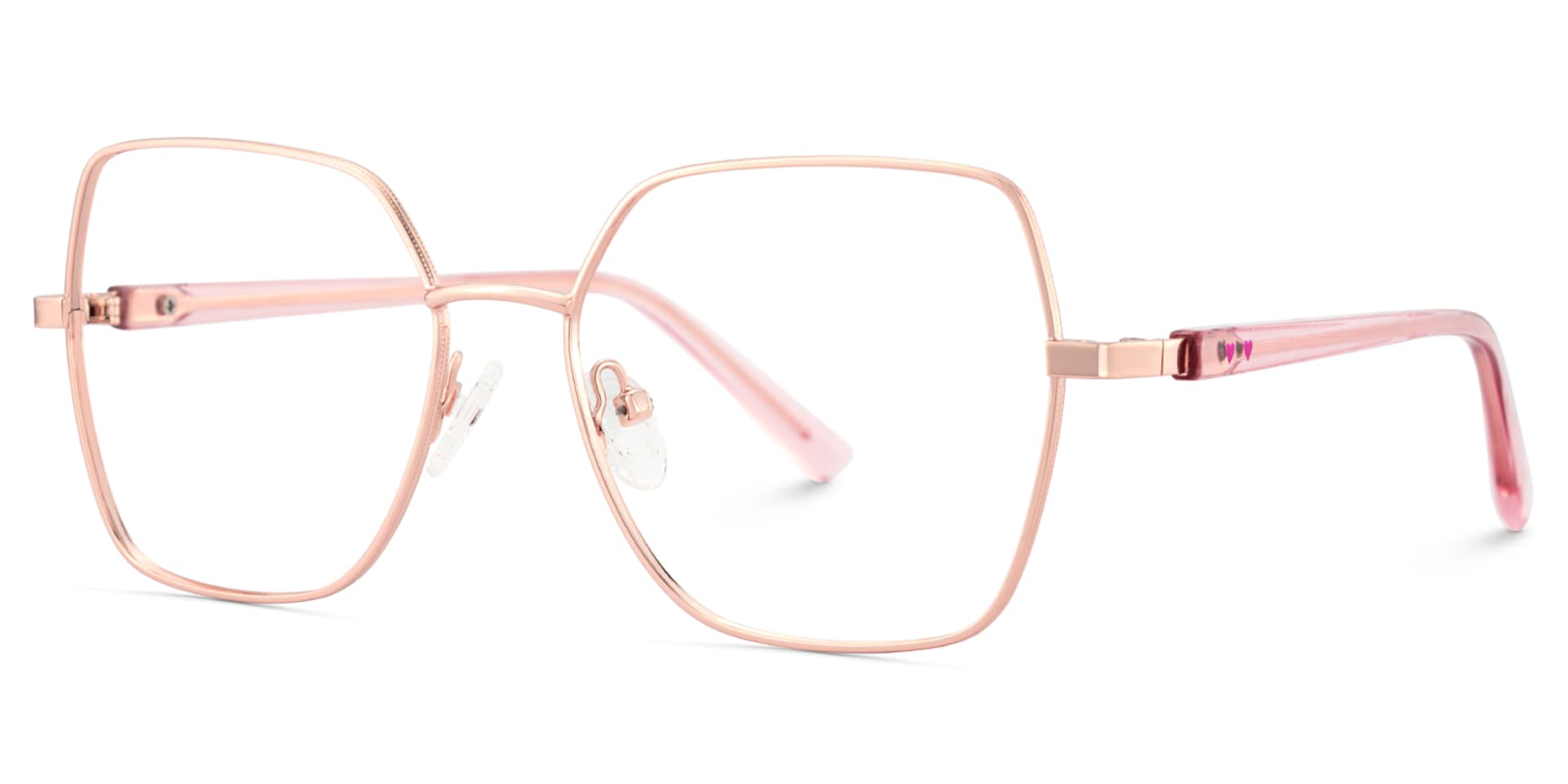 Rose Gold Glasses For Women With Transparent Pink Temples2