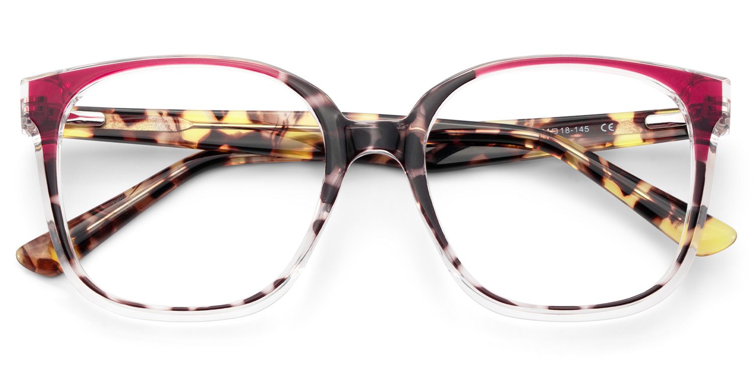 Square Tortoise Eyeglasses With Red Color Matching3