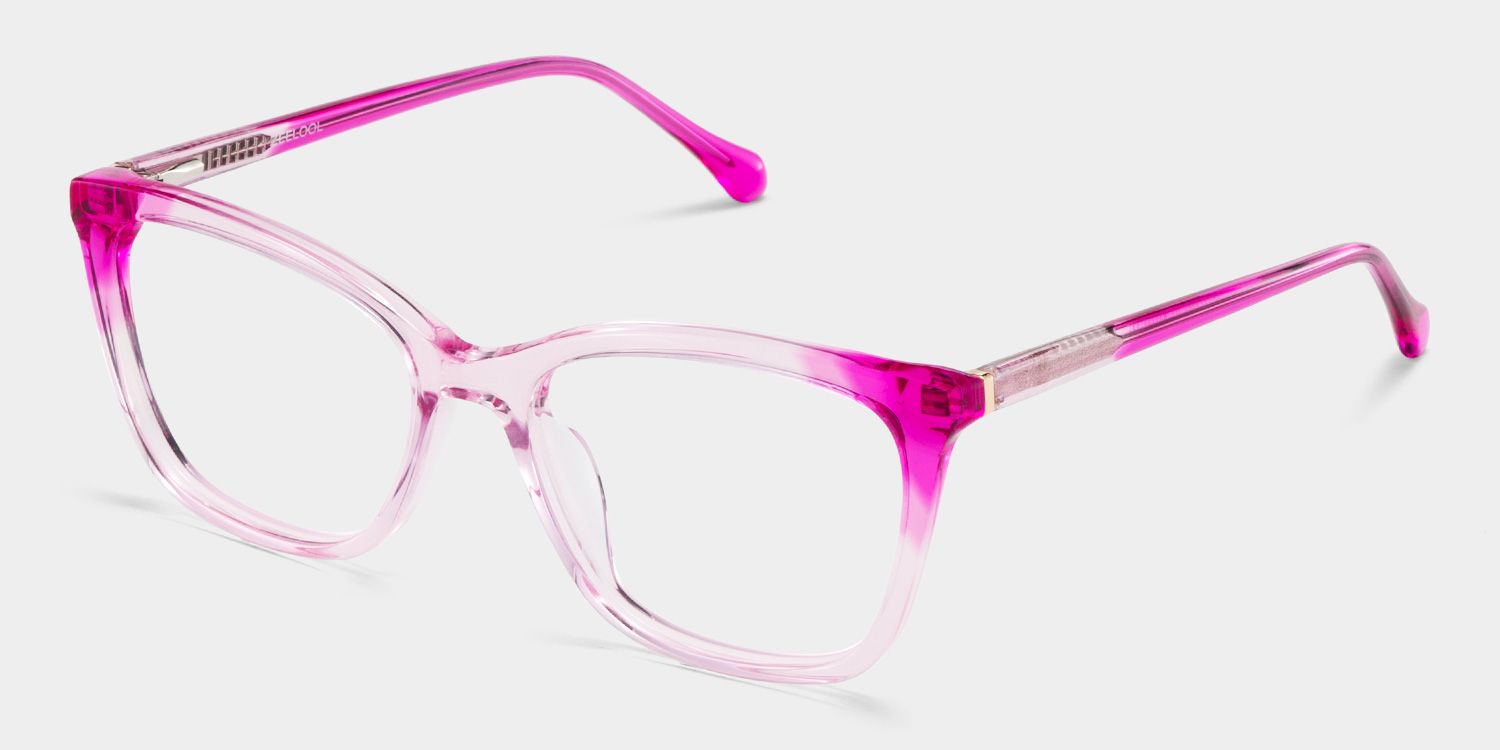Juno Rectangle Pink Frame Eyeglasses for Woman| ZEELOOL3