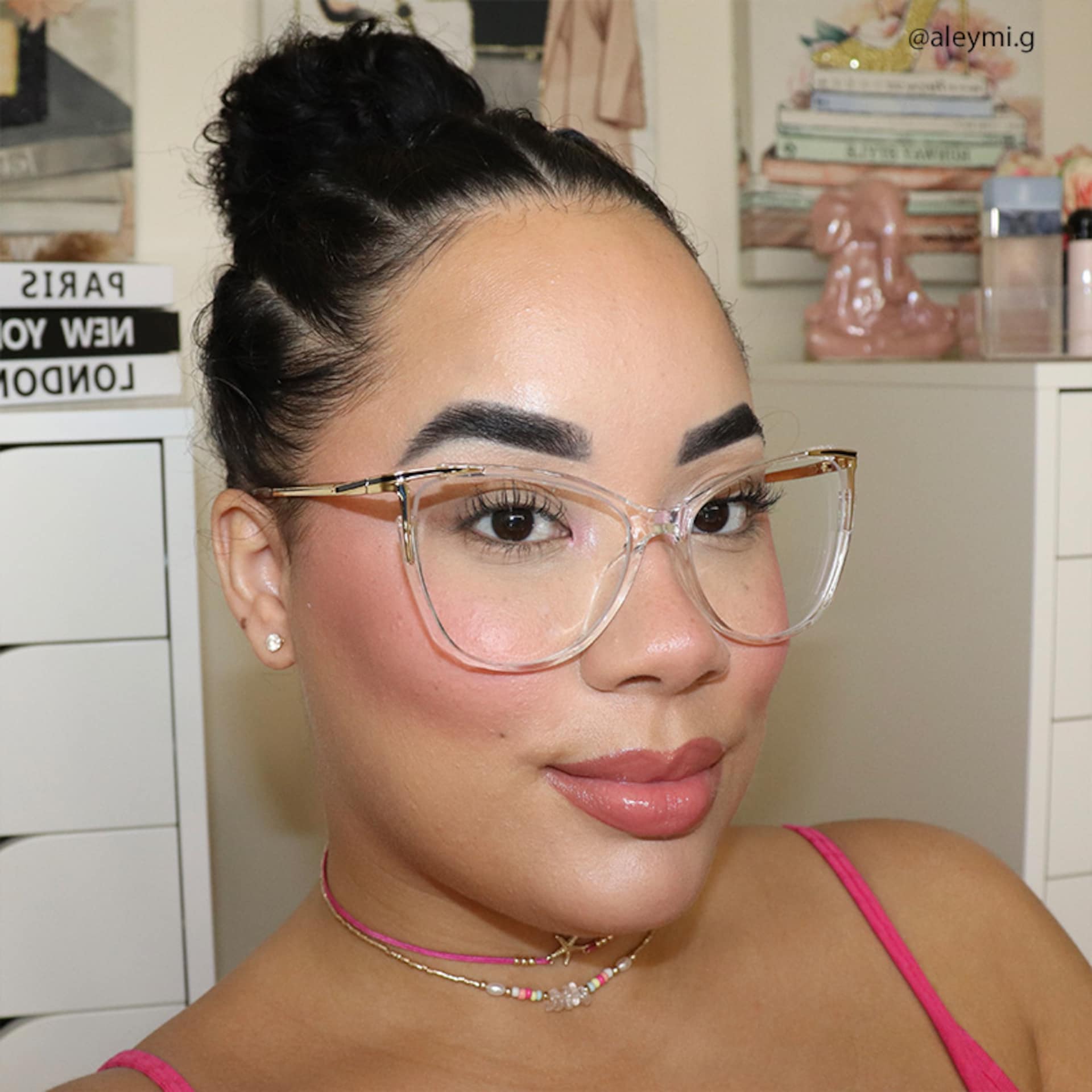 Cat eye Yomary Crystal Frame Glasses | Zeelool5