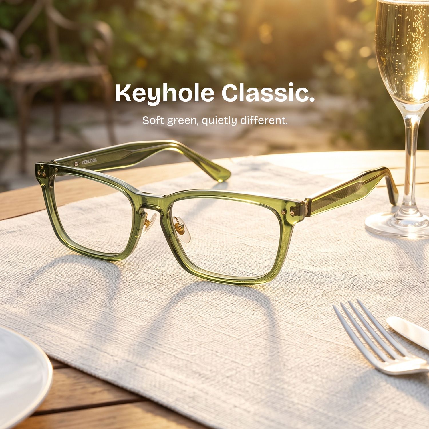 Buzz Green Rectangle Frame Glasses for Men | ZEELOOL0