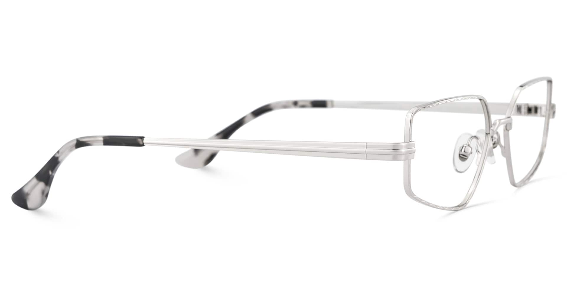 Rectangle Silver Eyeglasses- Lyle Metal Frame Glasses4
