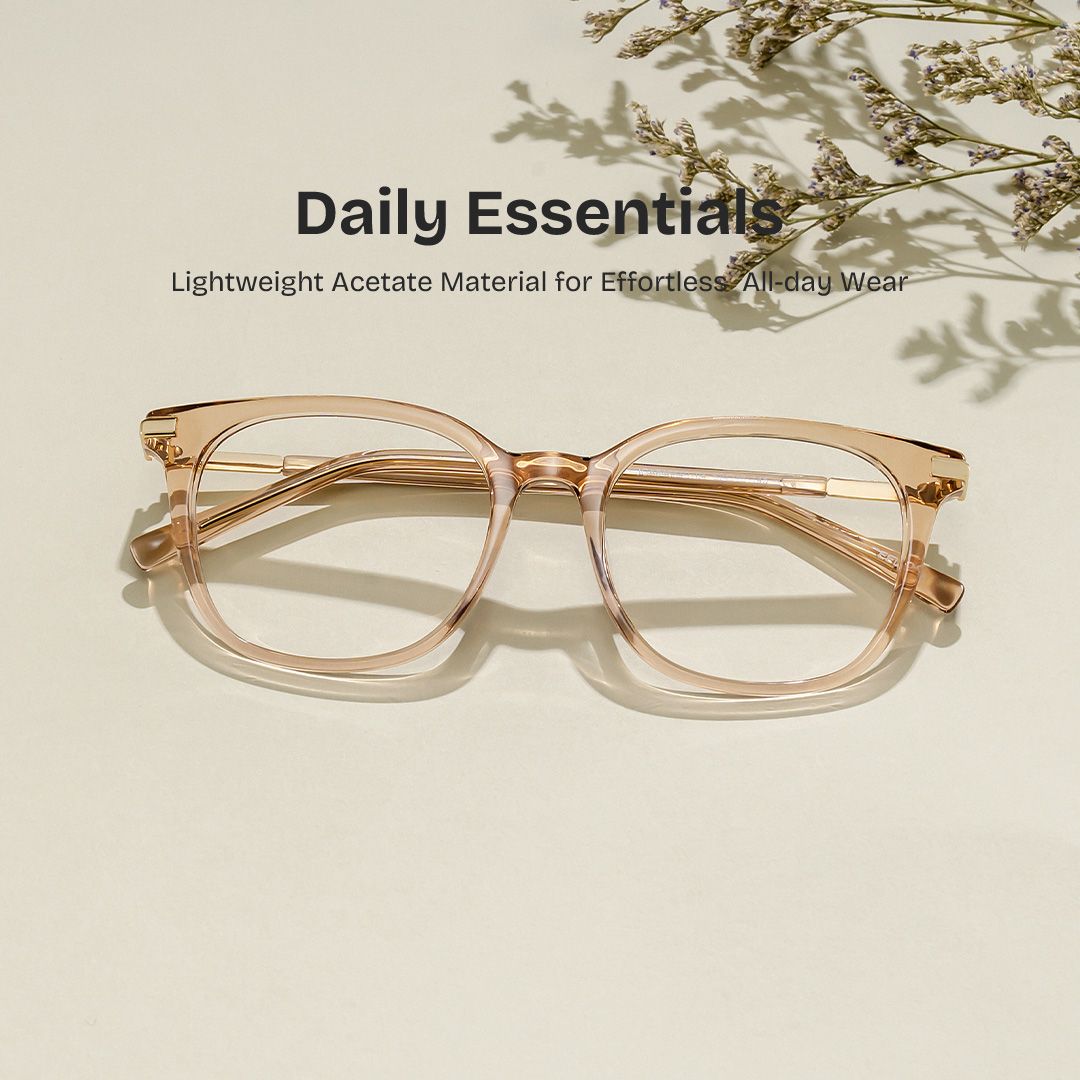 Square Beige Eyeglasses- Vilmarie Acetate Frame Glasses0