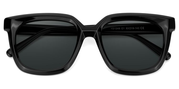 Lark Black Square Sunglasses