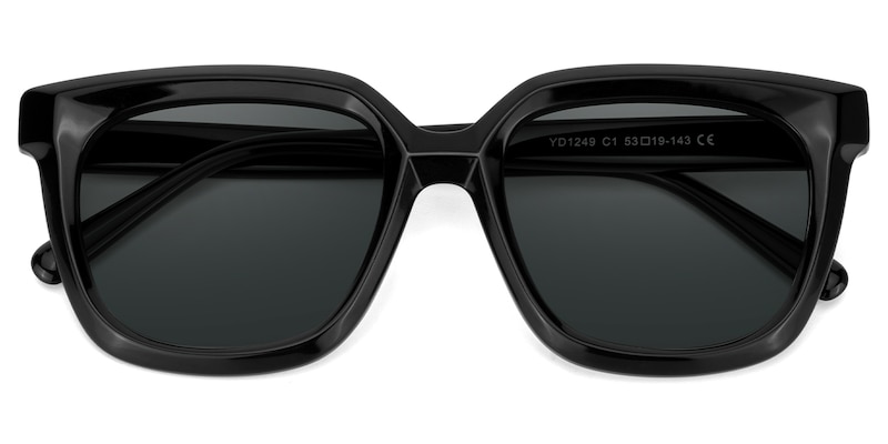 Lark Square Black Polarized Sunglasses
