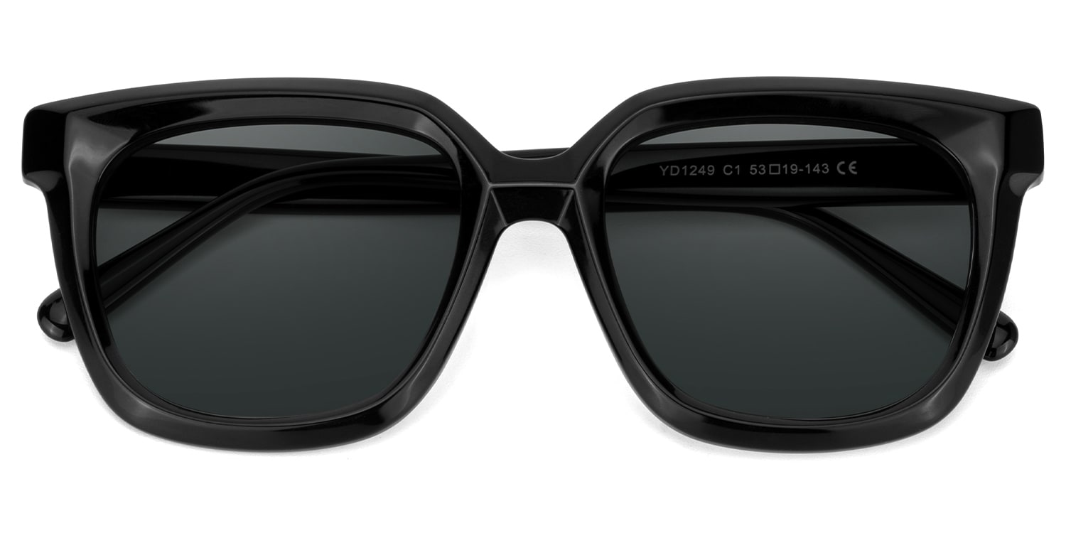 Lark Square Black Polarized Sunglasses