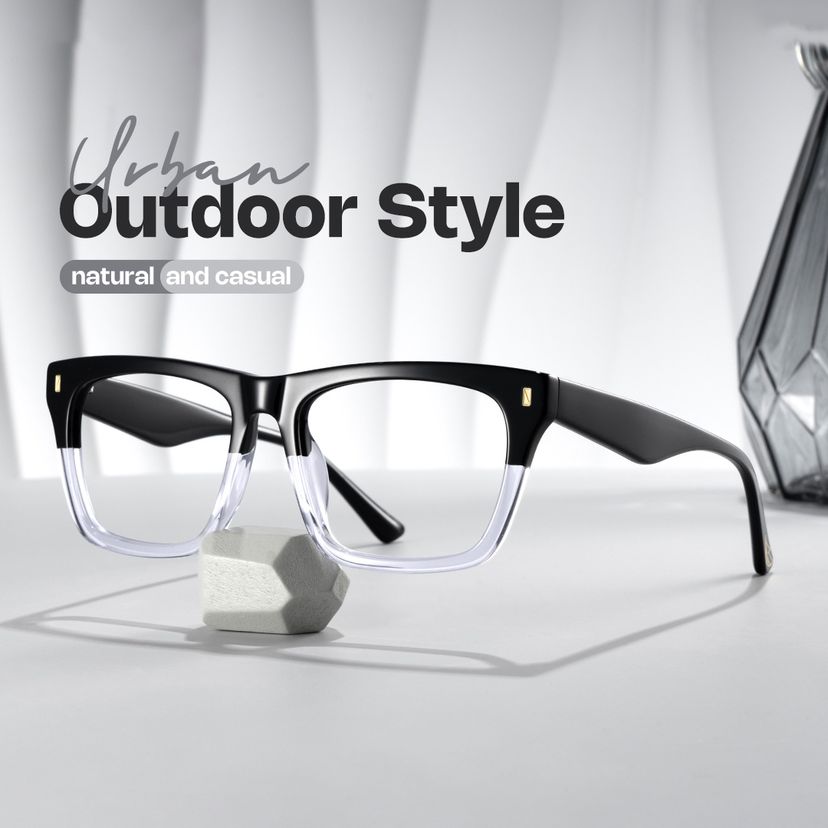 Brookins Rectangle Black Clear Glasses