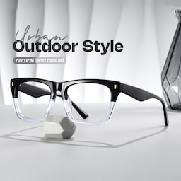 Brookins Rectangle Black Crystal Glasses0