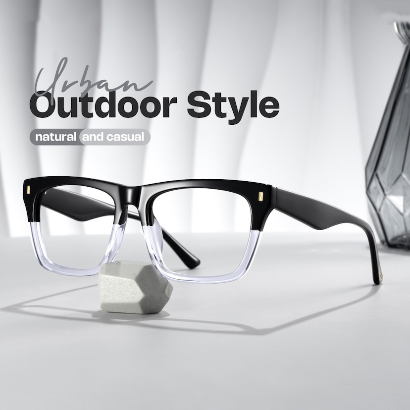 Brookins Rectangle Black Crystal Glasses