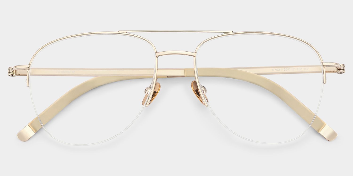 Grayson Semi Rimless Aviator Glasses in Light Gold Frames | ZEELOOL2