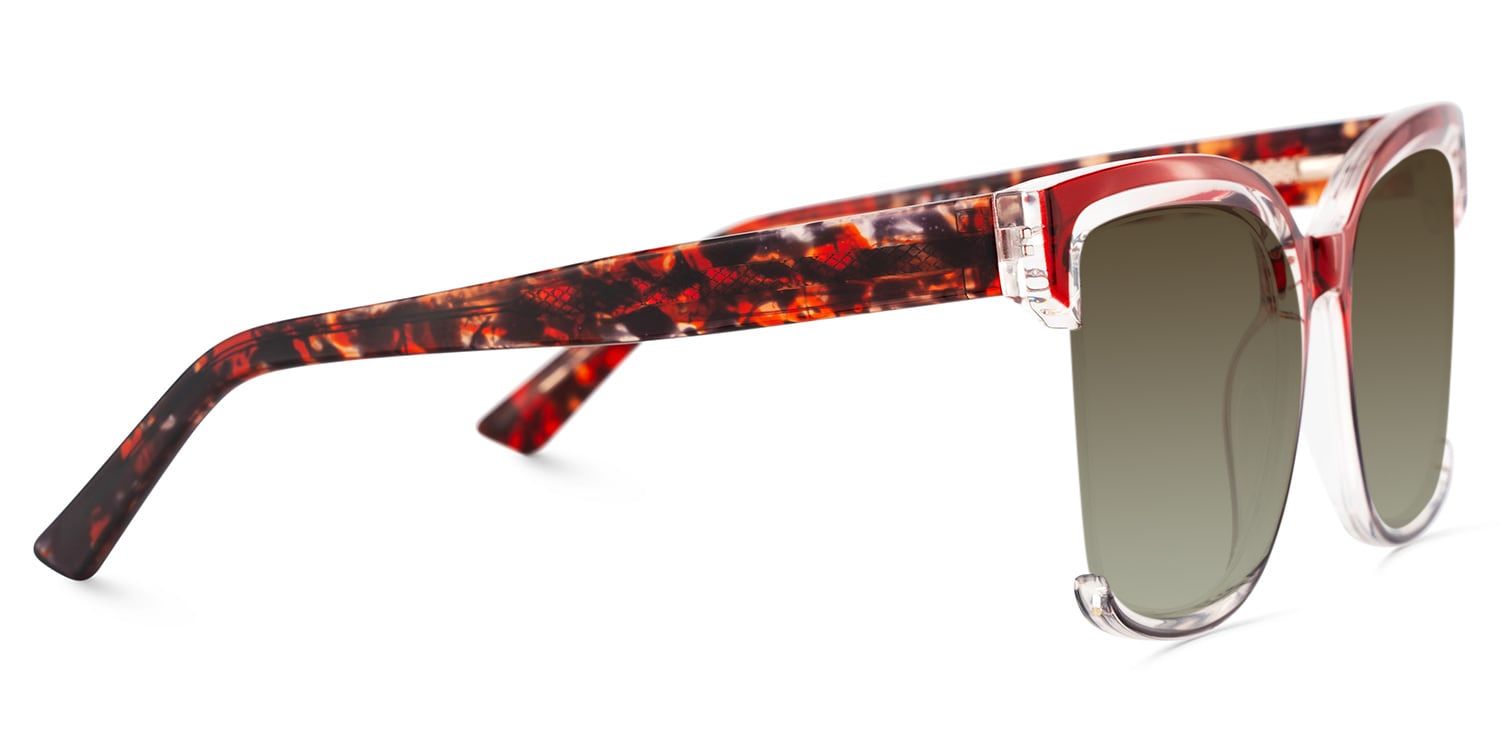 Square Cadogan Red- Gray Frame Glasses | Zeelool3