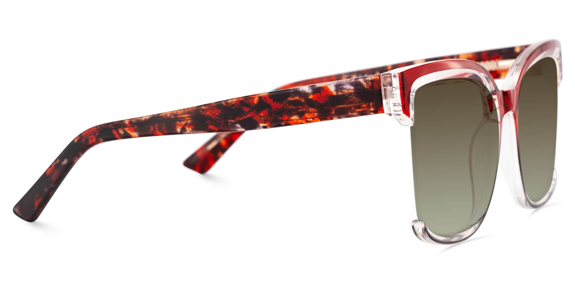 Square Cadogan Red- Gray Frame Glasses | Zeelool3