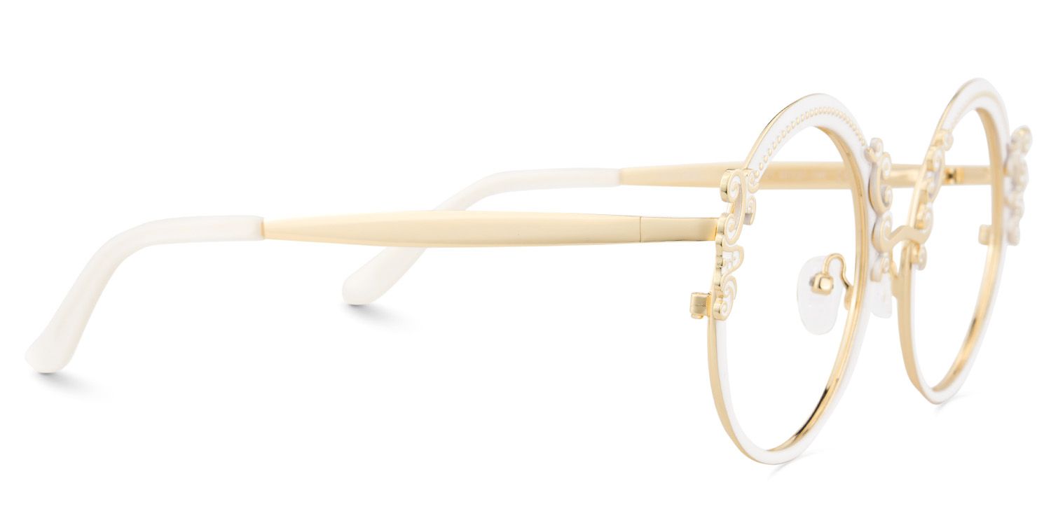 White Retro Glasses With Carved Floral Pattern3