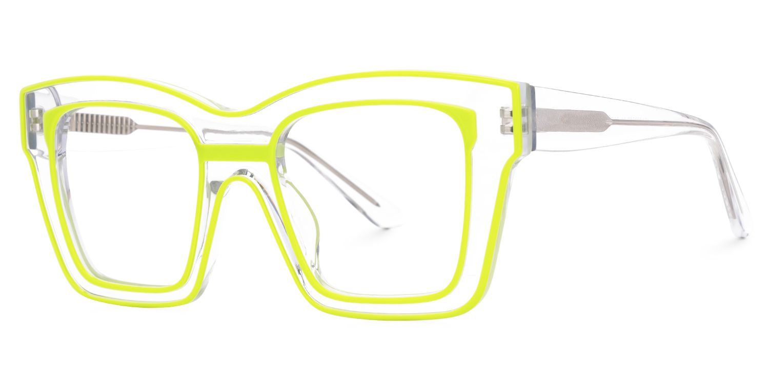 Legette Designer Eyeglasses in Square Yellow Frame1