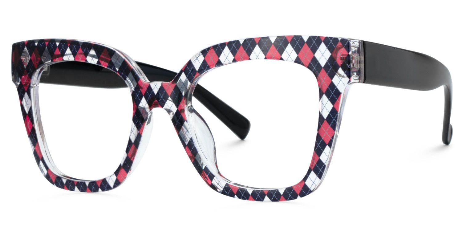 Malcolm Large Rhombus Pattern Frame with Black Arms | Zeelool2