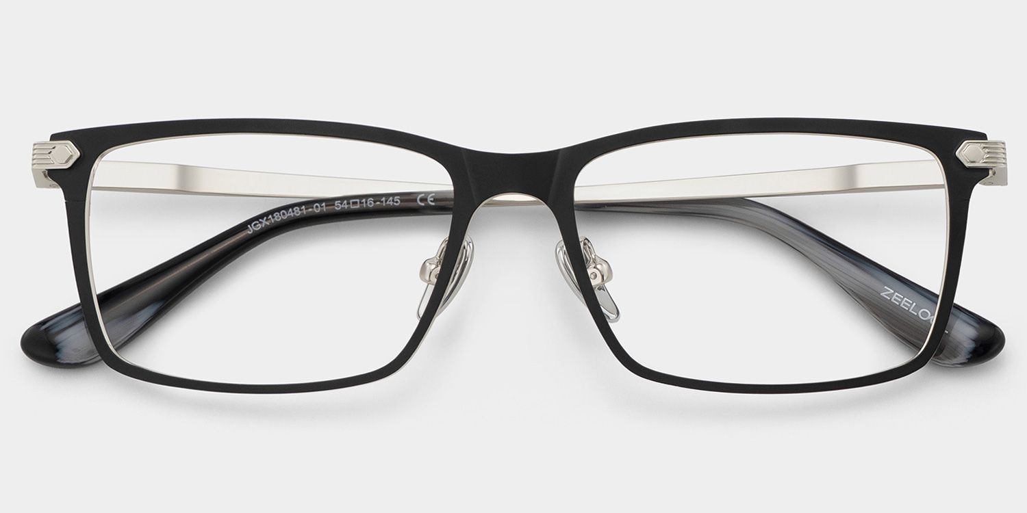Alexander Black Thin Rectangle Glasses for Men | ZEELOOL2