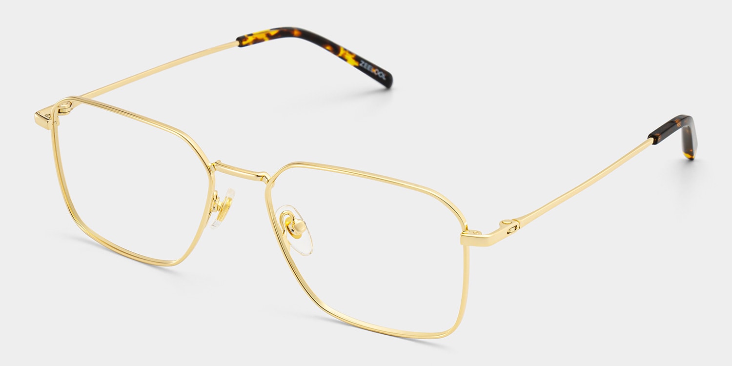Leah Rectangle Gold Glasses2