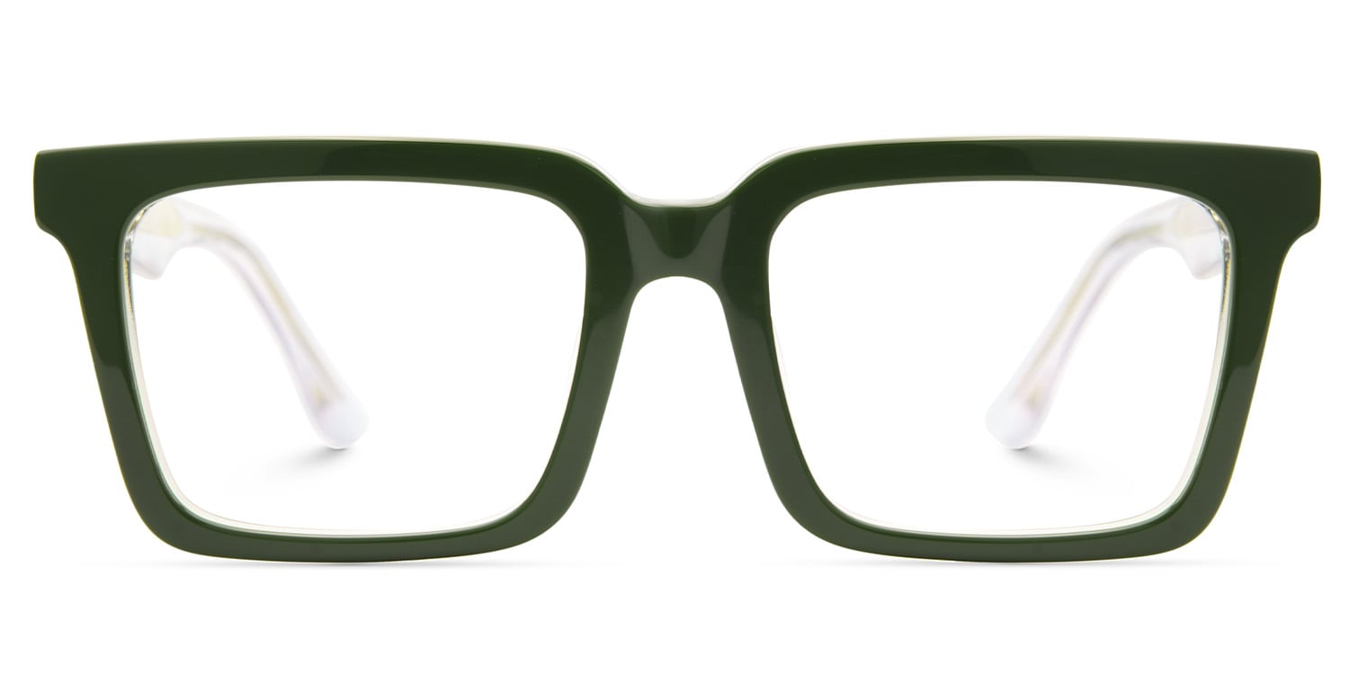 Hattie Rectangle Green Glasses