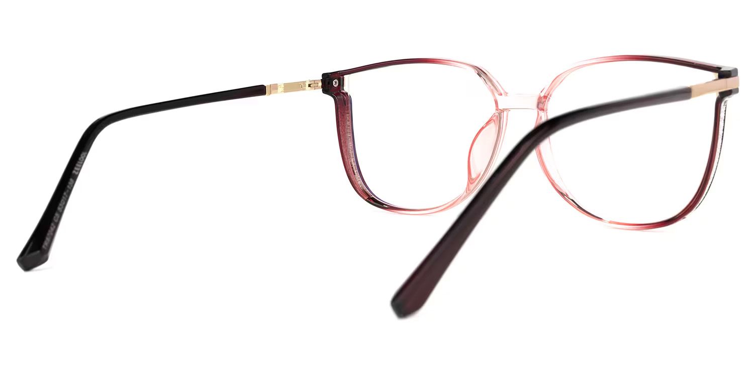 Annalisa Square Red Glasses with Ombre Thin Frames3