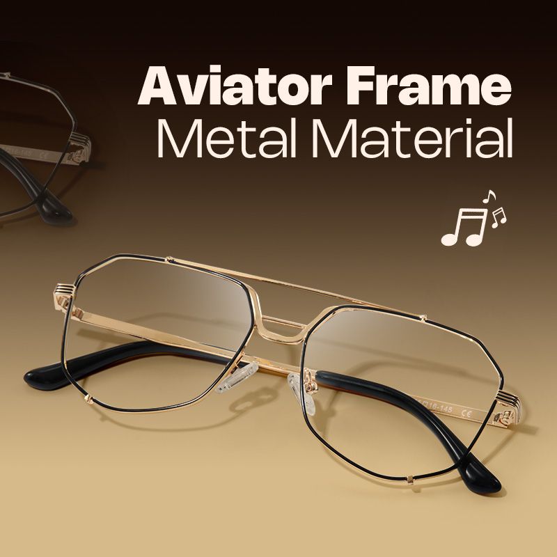 Beethoven Black-Gold Aviator Prescription Glasses | Zeelool5