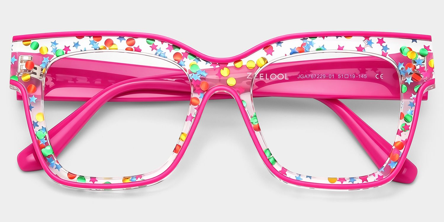 Zerica Eyeglasses in Square Red Rose Eyeglasses | Zeelool3