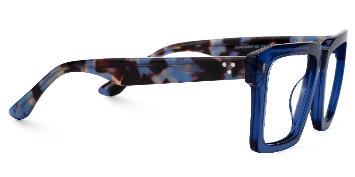Kenish Designer Eyeglasses in Square Blue Frame2