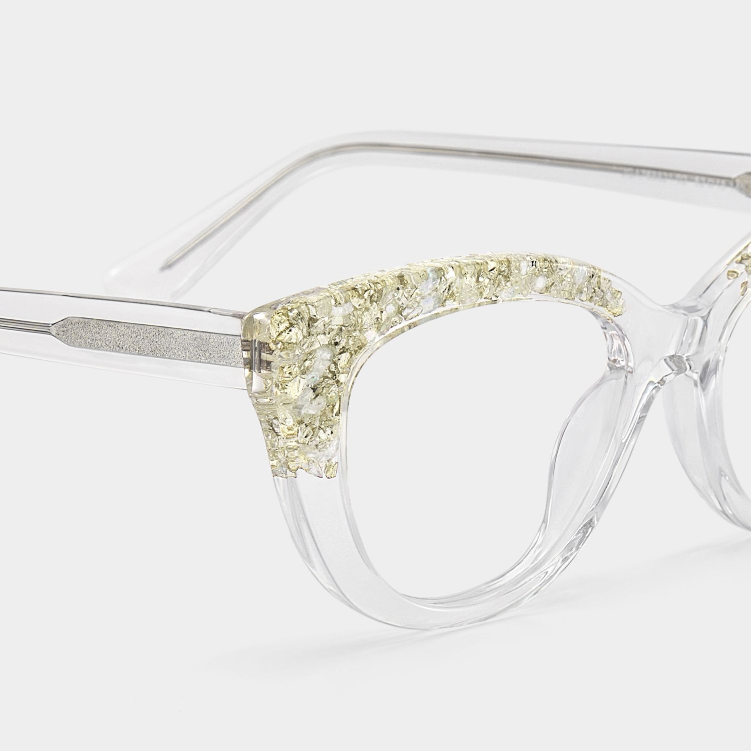 Elora Cat-eye Clear Glitter Glasses Frames Covere with Diamonds | ZEELOOL6