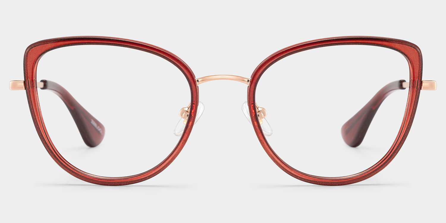 Celine Cat-eye Red Burgundy Eyeglass Frames for Women | ZEELOOL display picture 1