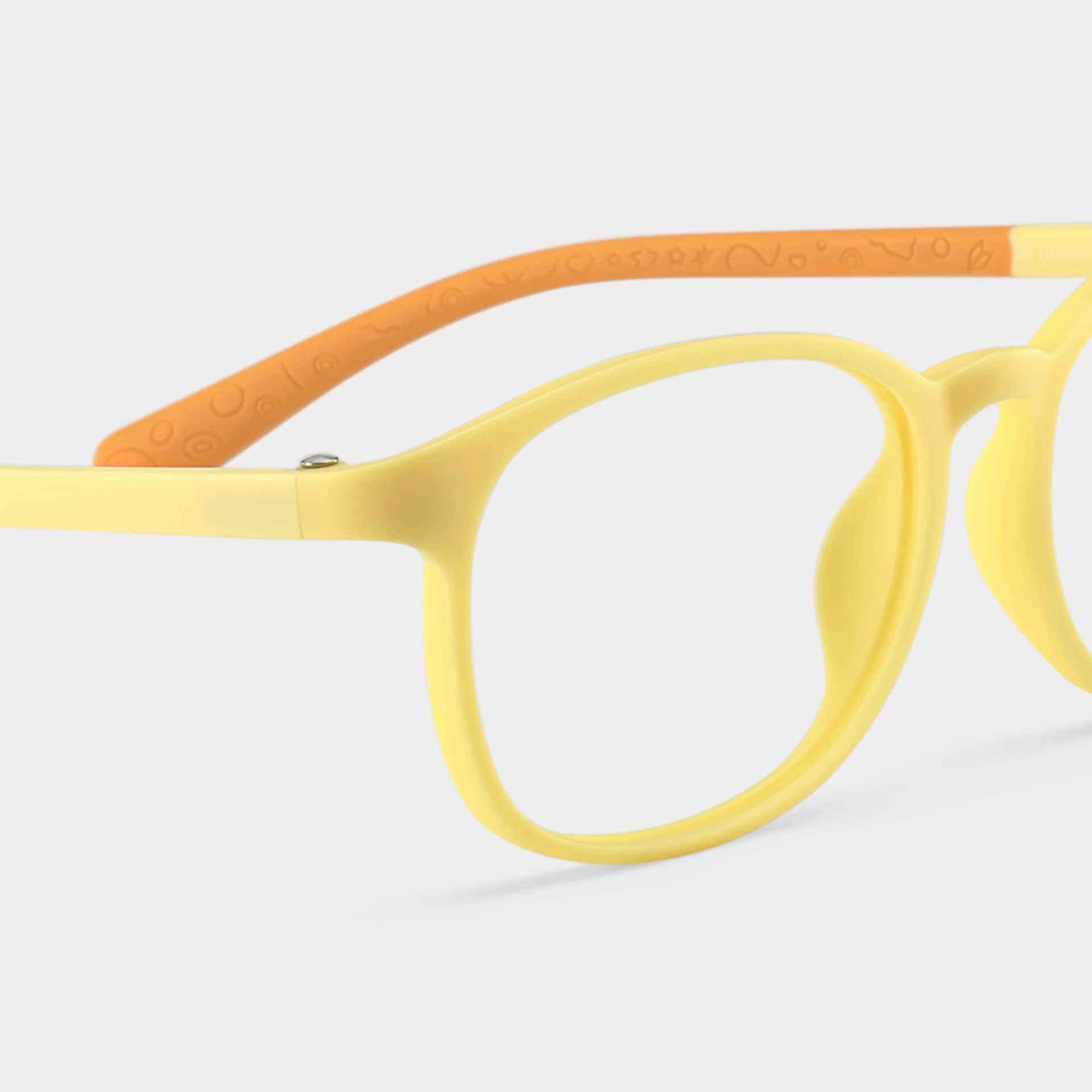 Kids Rectangle Yellow Orange Amaker Frame Glasses | Zeelool4
