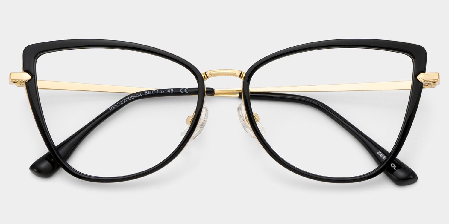 Cat eye Black Eyeglasses- Sloane Mixed Frame Glasses1