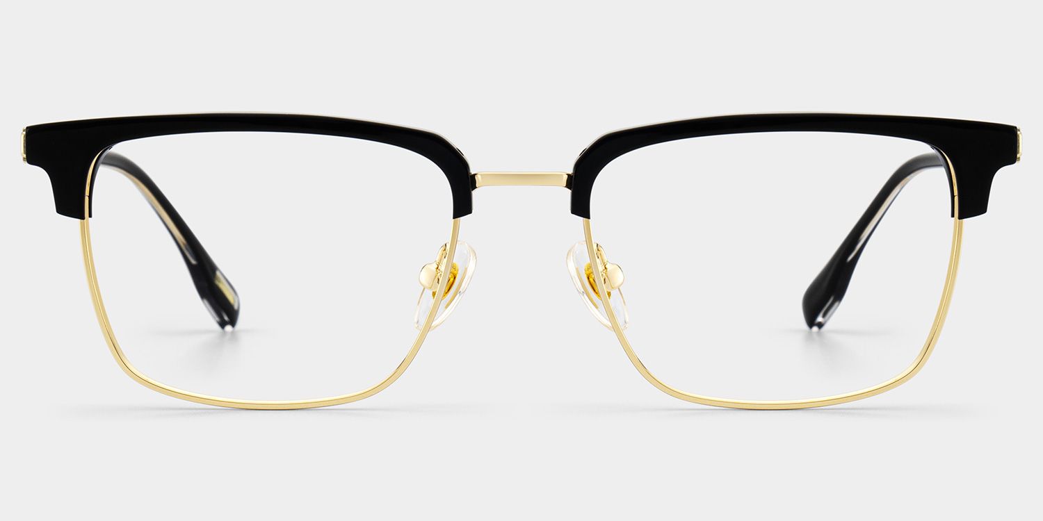 Audrey Black Eyeglasses with Gold Trim in Browline Shape | ZEELOOL1