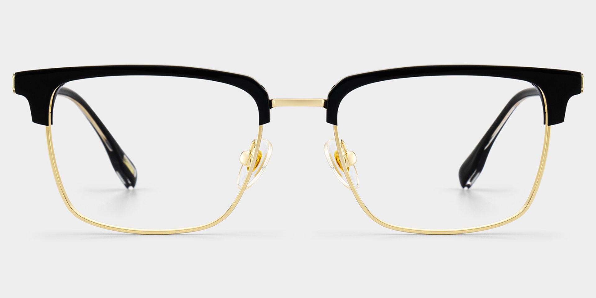 Audrey Black Eyeglasses with Gold Trim in Browline Shape | ZEELOOL1