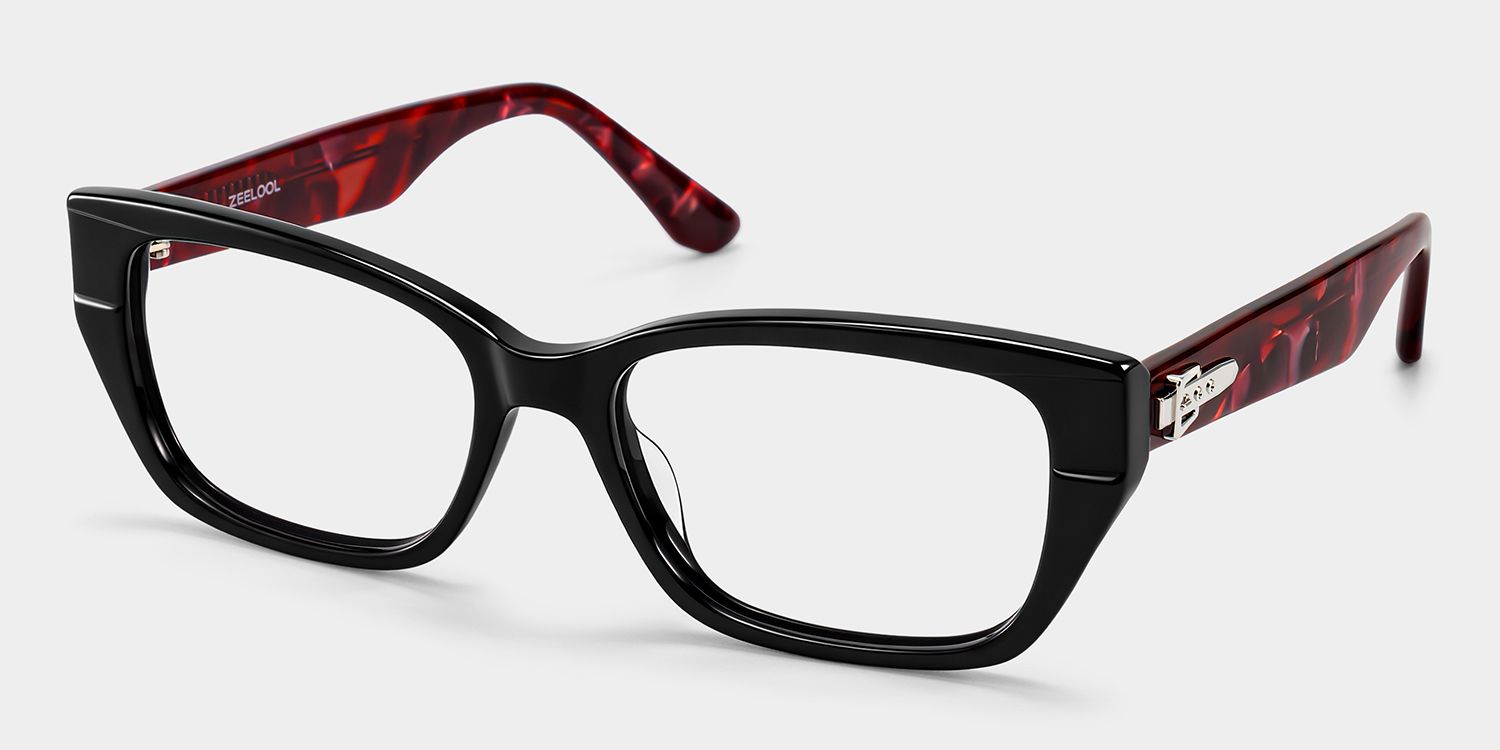 Bowie Black Rectangle Glasses | ZEELOOL3