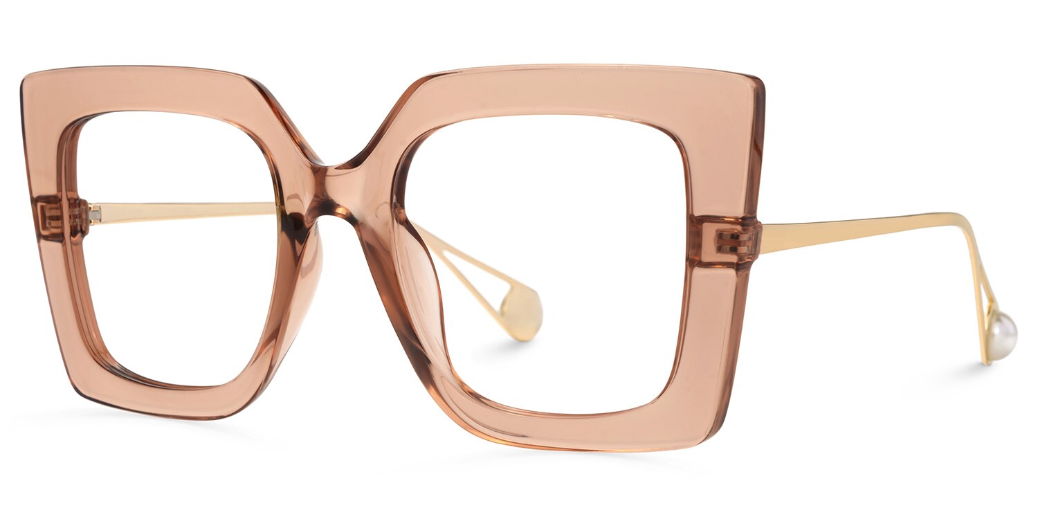 Qatar Square Champagne Eyeglasses and Thick Frames1