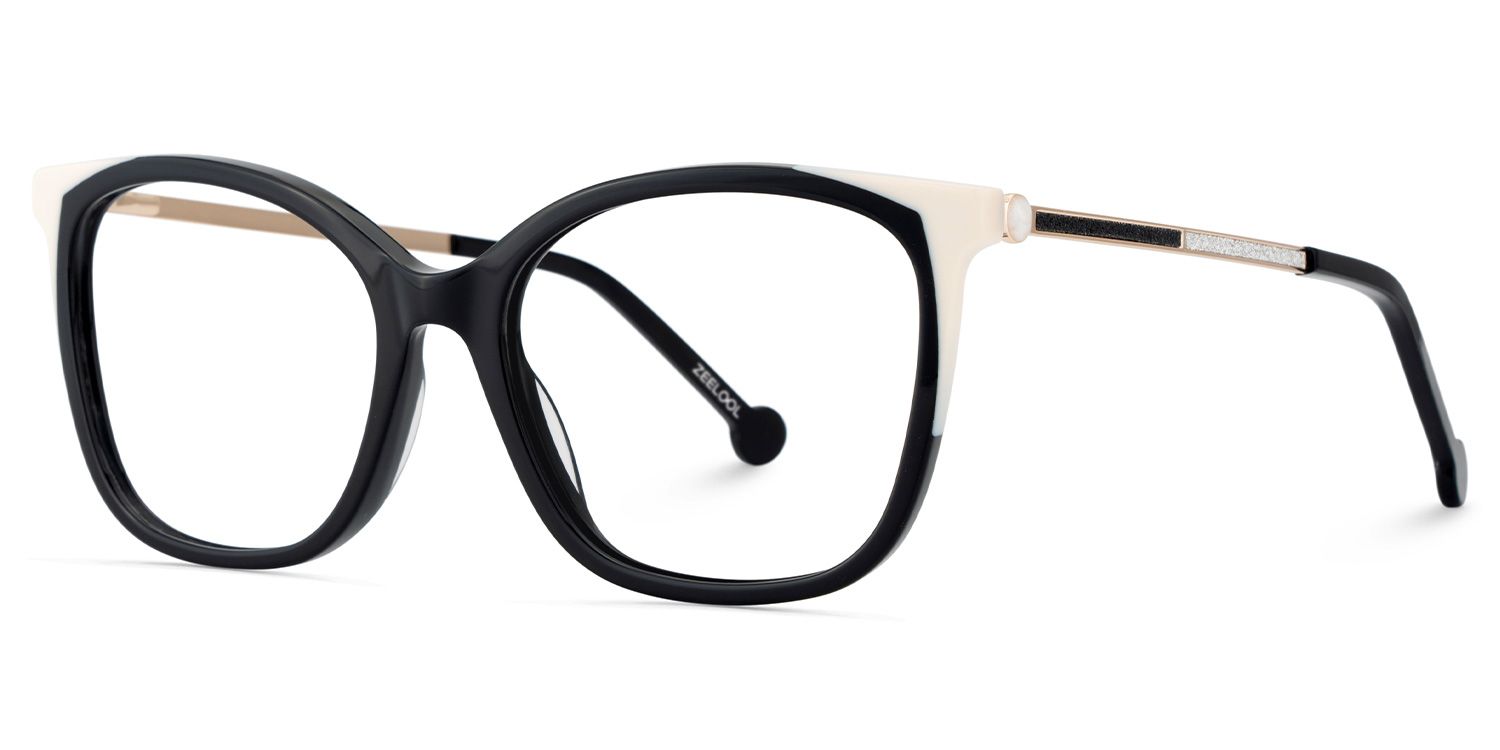 Nico Eyeglasses in Square Black White Frame | Zeelool3