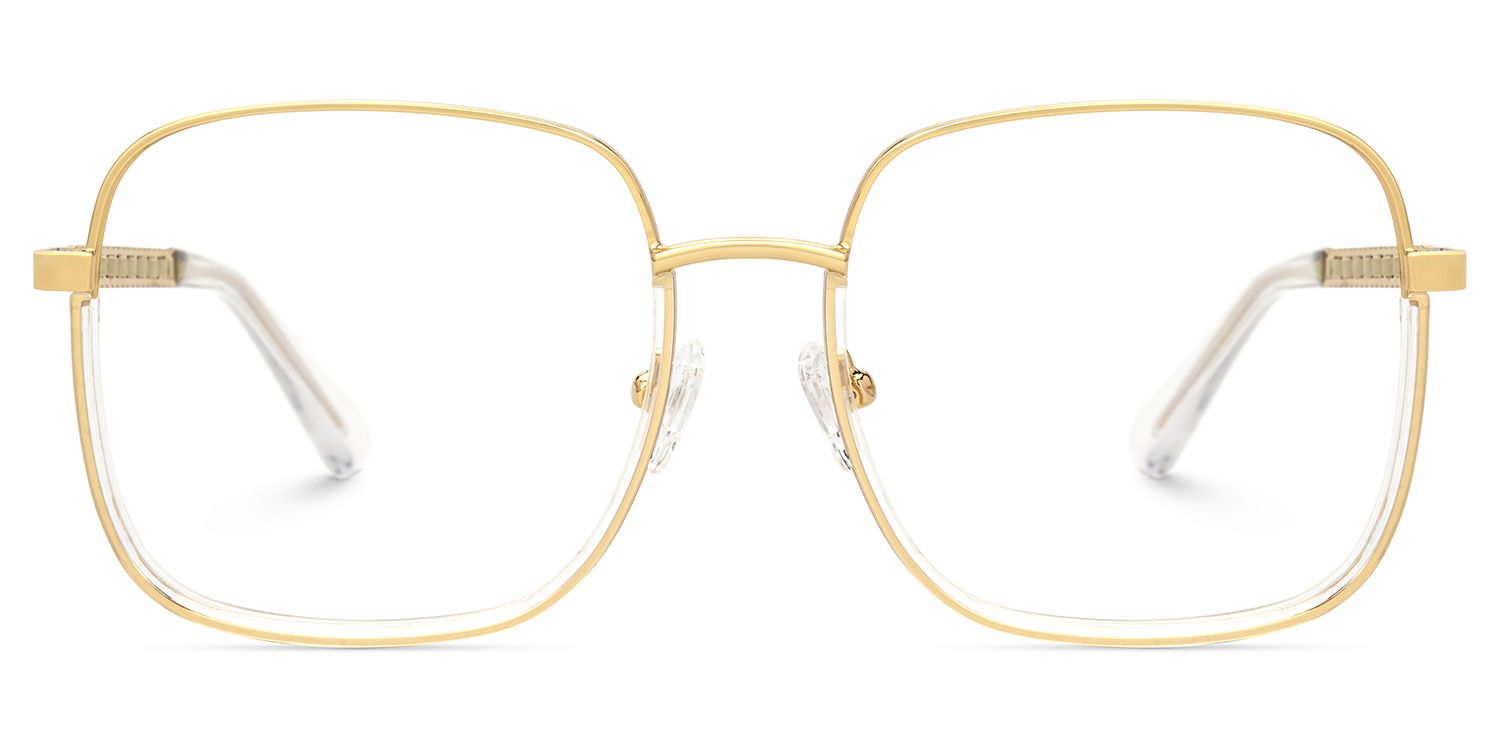 Perfecta Square Clear and Gold Prescription Glasses | Zeelool0