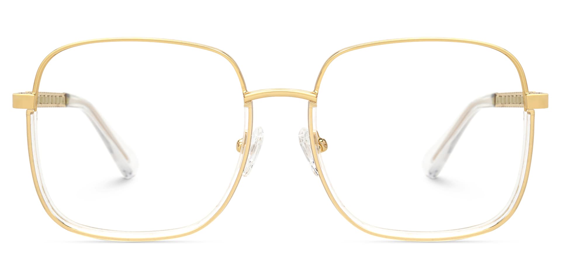 Perfecta Square Clear and Gold Prescription Glasses | Zeelool0