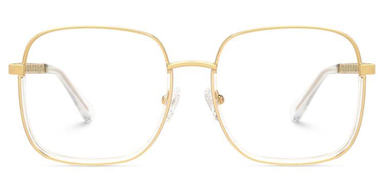 Perfecta Square Gold Clear Glasses