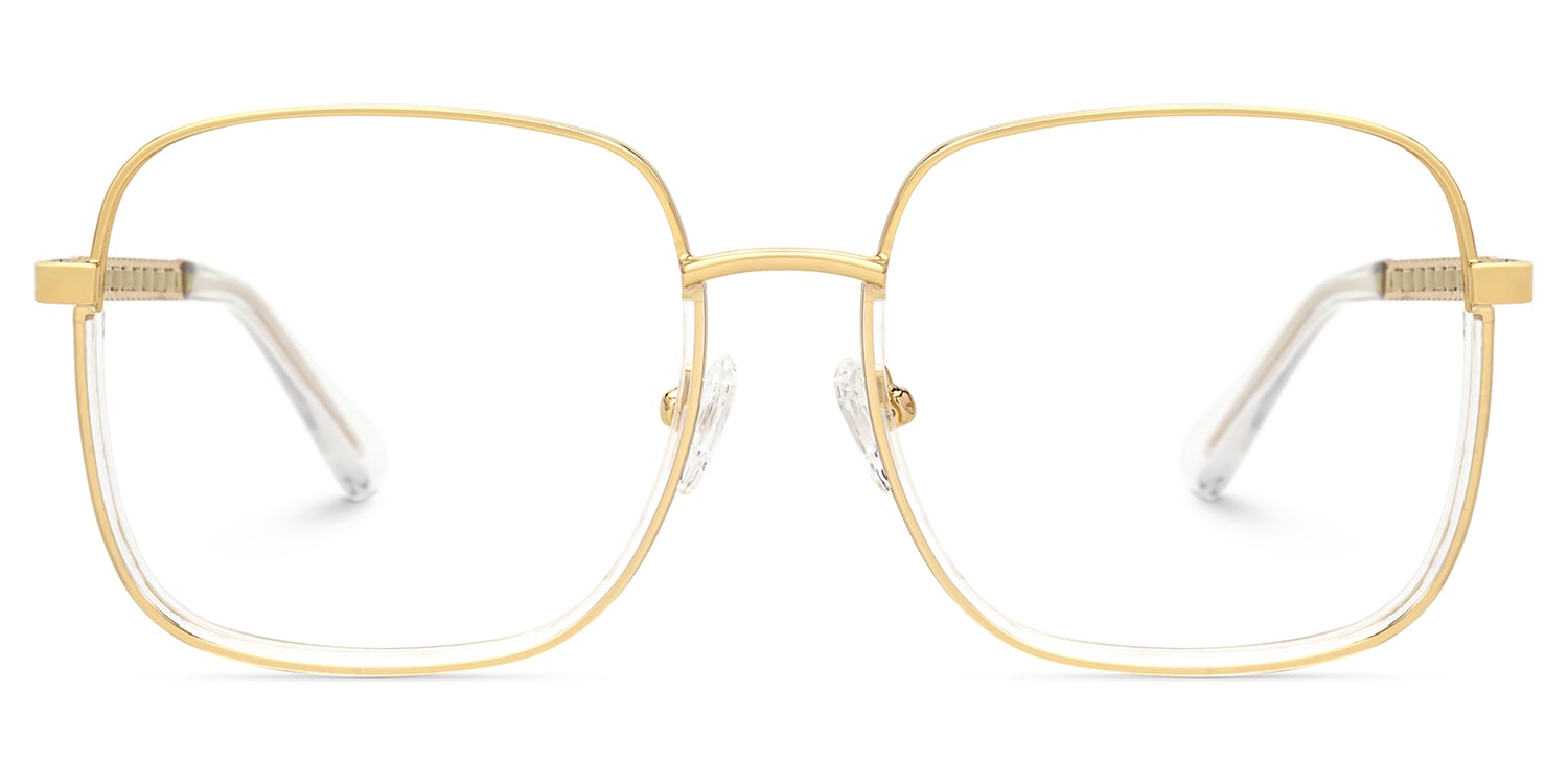 Perfecta Square Clear and Gold Prescription Glasses | Zeelool0