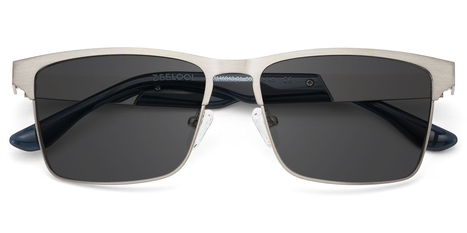 Jasper Eyeglasses in Browline Silver Frame | Zeelool1