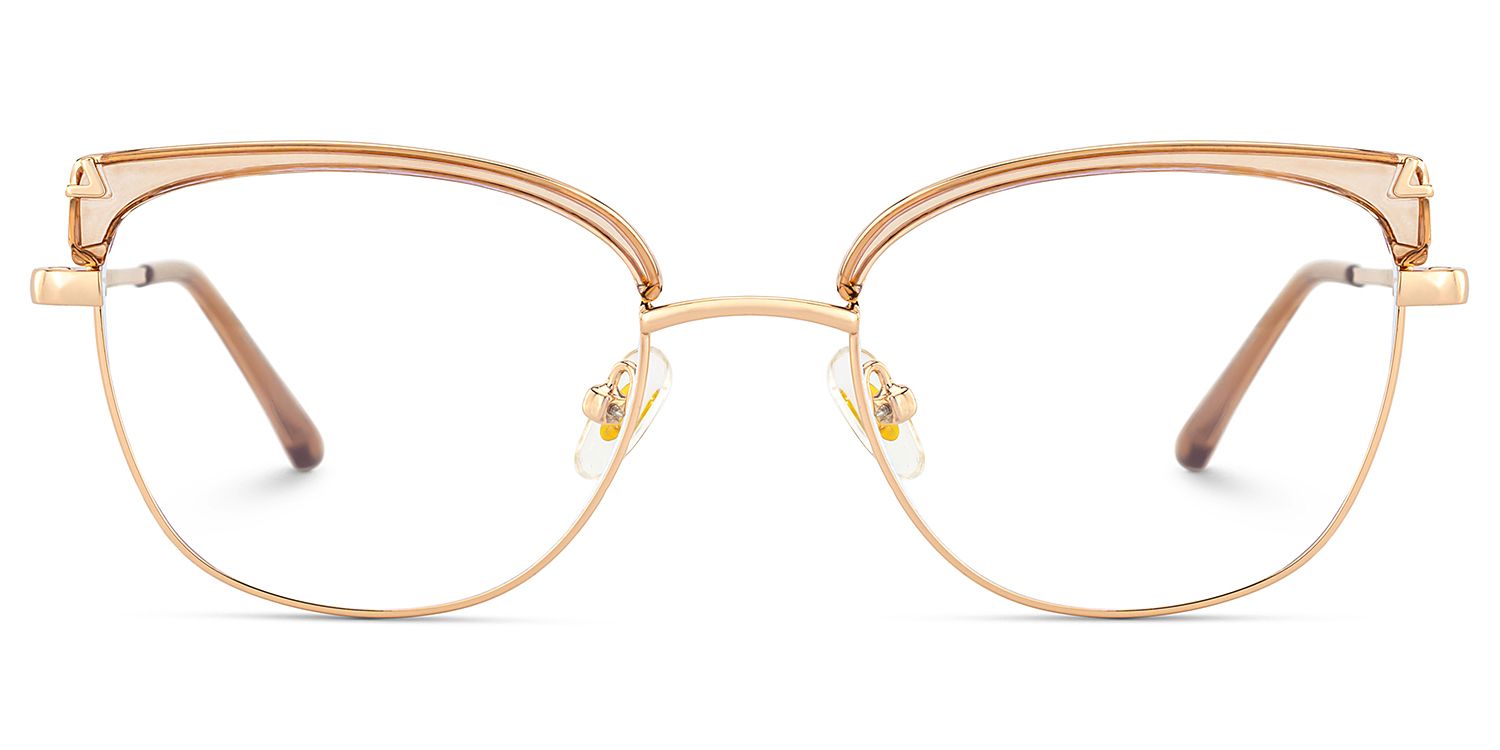 Beau Eyeglasses in Cat eye Beige Gold Frame | Zeelool1