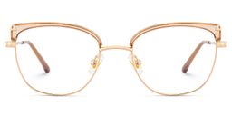 Beau Cat eye Beige Gold Glasses1