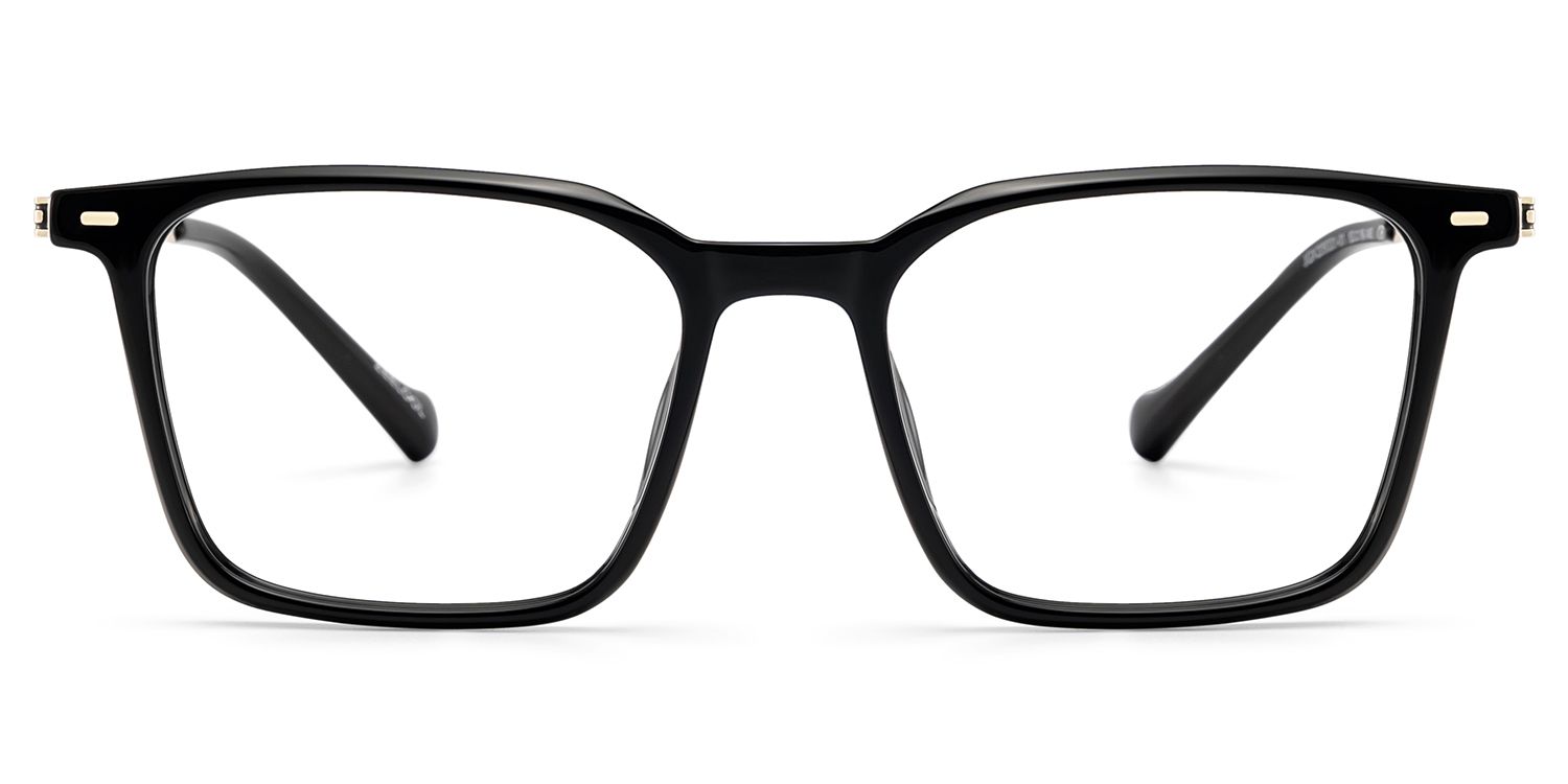 【希少メッシュ】ARLEN NESS パンチングレザー XL 76〜83㌢ Archer Black Full Rim Rectangle Eyeglasses for Men | ZEELOOL