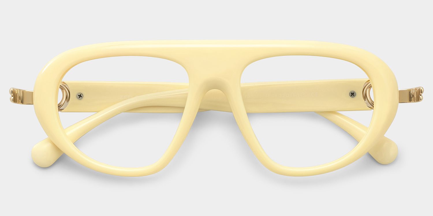 Aveline White Thin Aviator Full-Rim Glasses for Women | ZEELOOL1