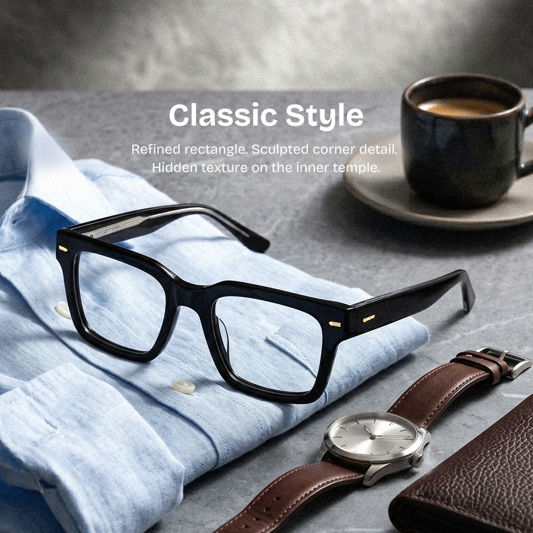 Benjamin Black Thick Rectangle Glasses for Men & Women | ZEELOOL0