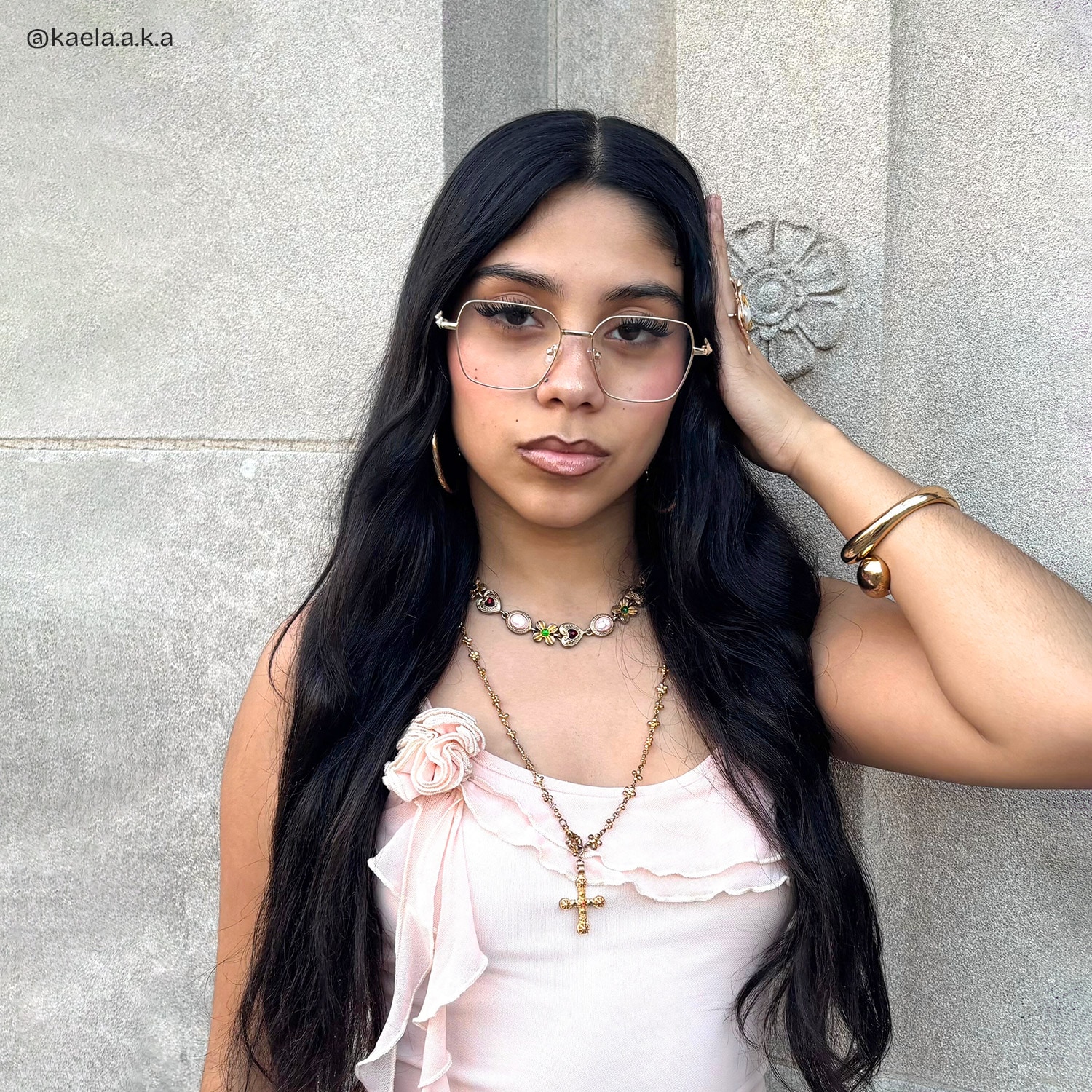 Kayla Geometric Gold Glasses8