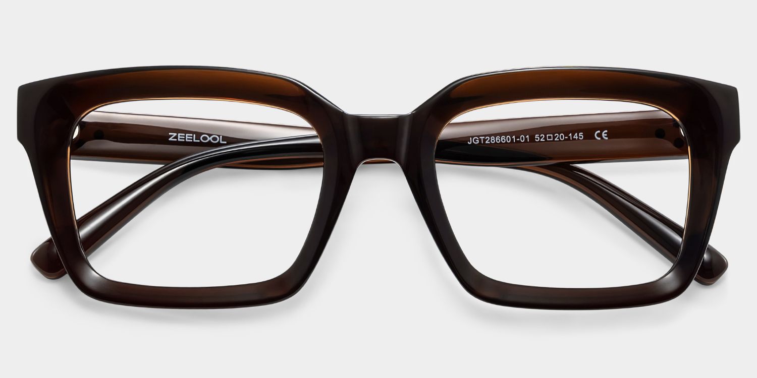 Marley Sepia & Dark Brown Rectangle Frame Glasses | ZEELOOL2