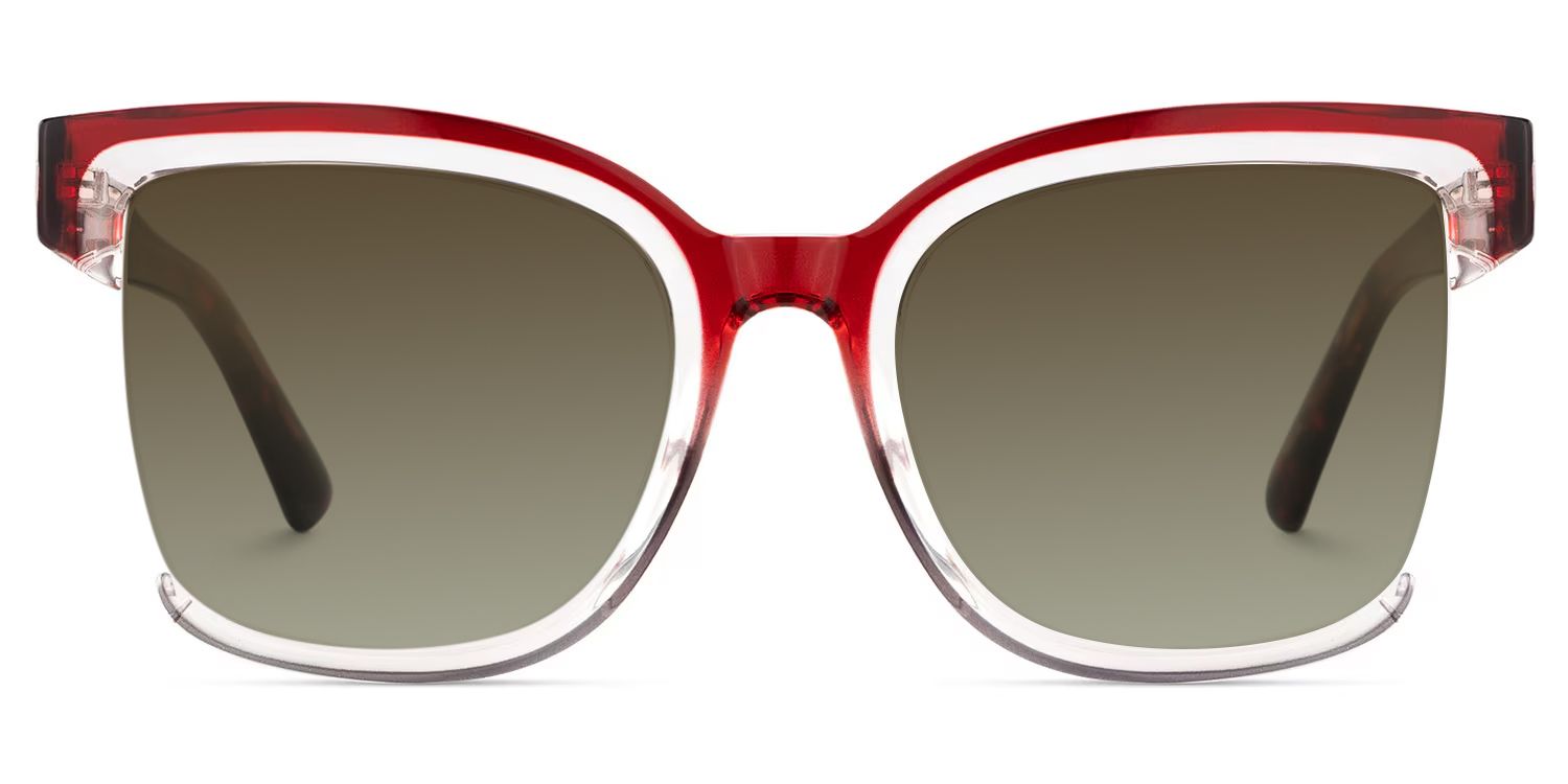 Square Cadogan Red- Gray Frame Glasses | Zeelool0